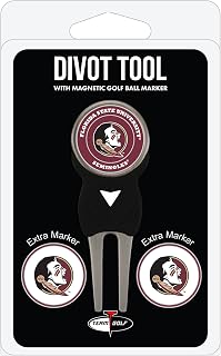 Team Golf NCAA Florida State Seminoles Divot Tool Pack With 3 Golf Ball Markers Divot Tool with 3 Golf Ball Markers Pack, Markers are Removable Magnetic Double-Sided Enamel