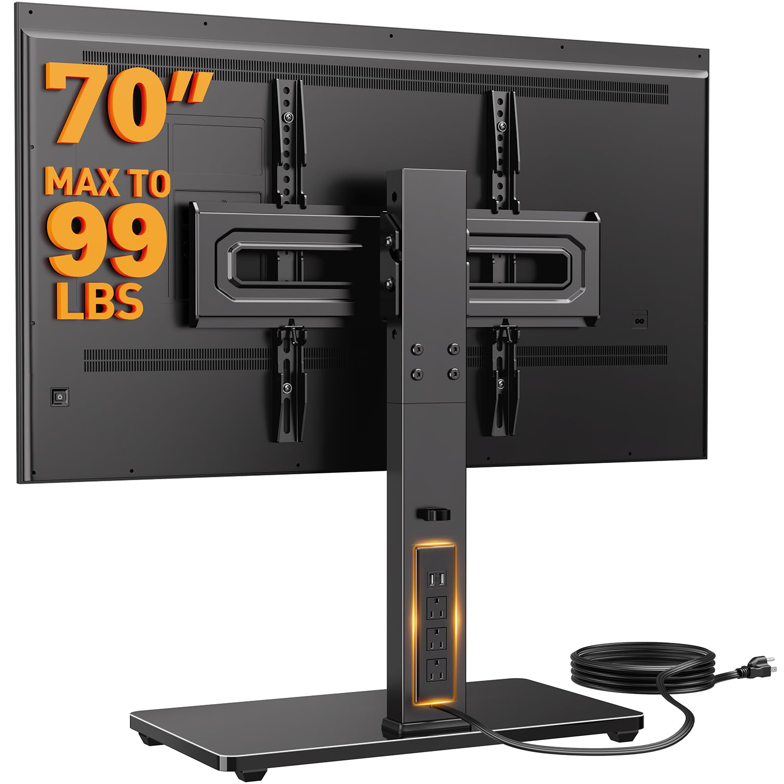 Perlegear Swivel TV Stand with Power Outlet for 32–72 inch TVs up to 99 lbs