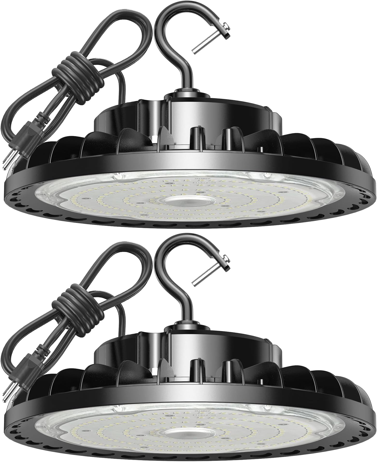 LED High Bay Light 150 W 21,000 lm 5000 K Daylight 600 W MH/HPS Equivalent with US Plug 5 Inch Cable Waterproof UFO Commercial Warehouse Workshop Garage Factory Area Lighting Fixture, Pack of 2