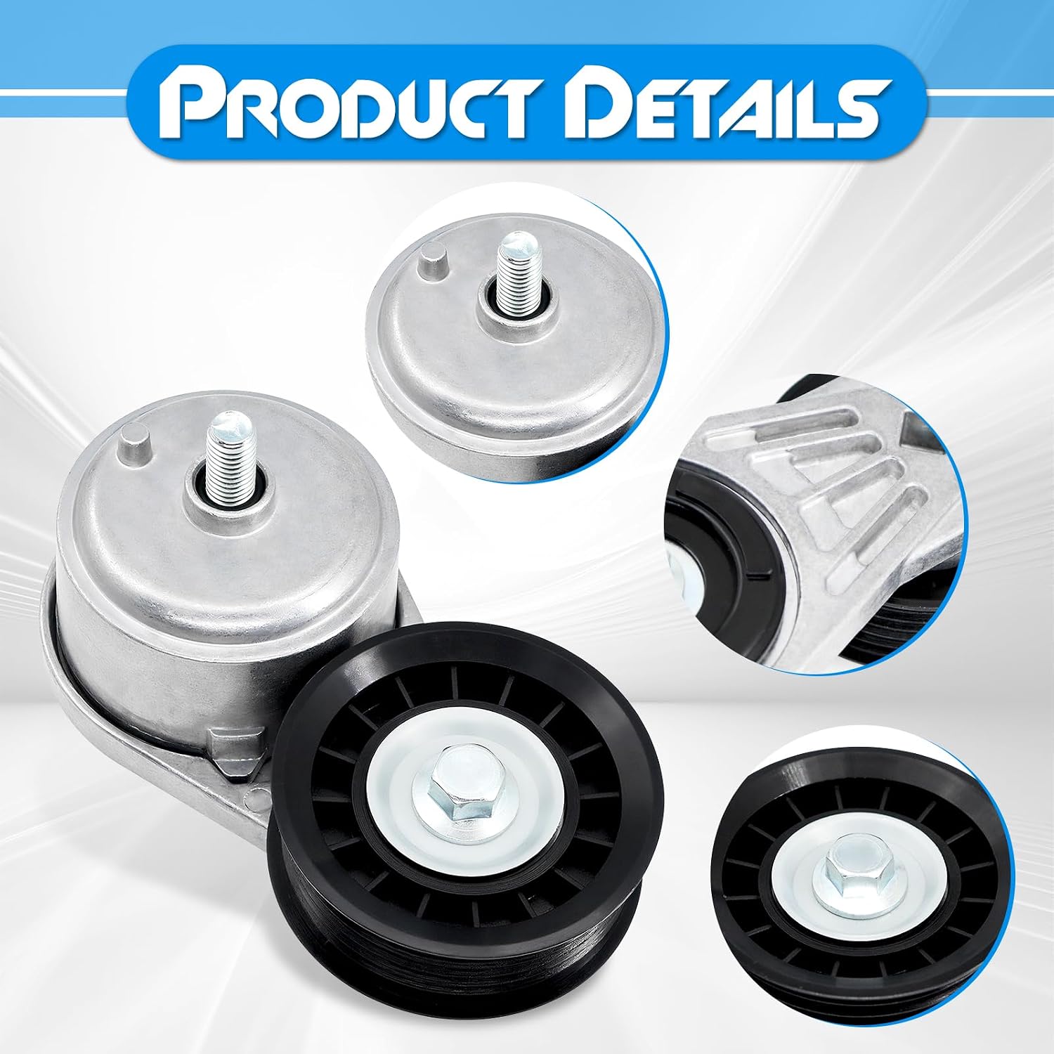 Belt Tensioner Pulley Assembly with Bolt, Compatible with Select Buick Cadillac Chevrolet Ford GMC Hummer Lincoln Pontiac Saturn Suzuki Models - C3500 C2500 C1500 K3500 K2500 K1500, Replace# 38103