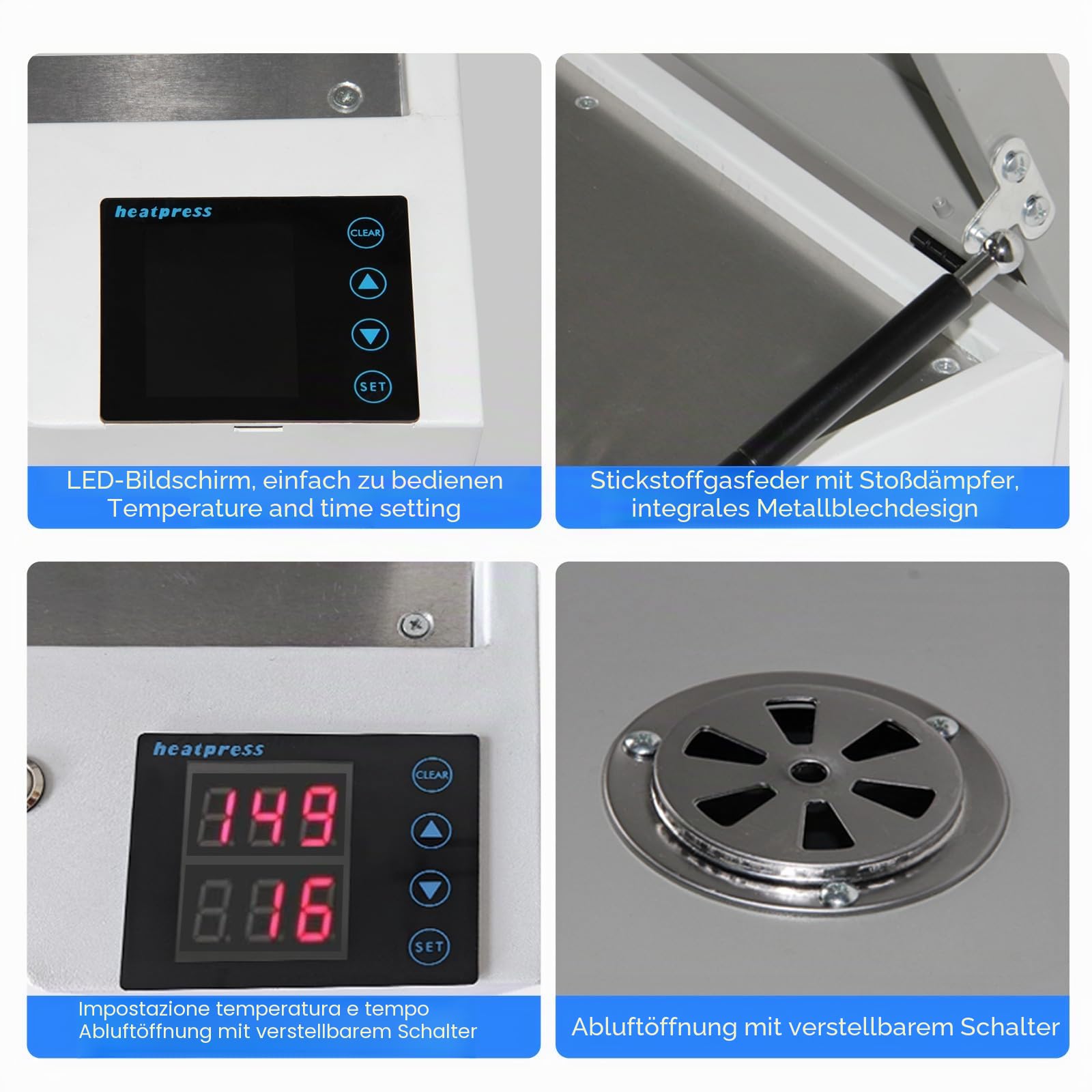 DTF Trockenofen, DTF Drucker Doppelheizung, 0-300°C Temperaturregelung und Zeitfunktion, A3+/A3/A4/A5 DTF Ofentrockner, für den T-Shirt-Hut-Transferdruck