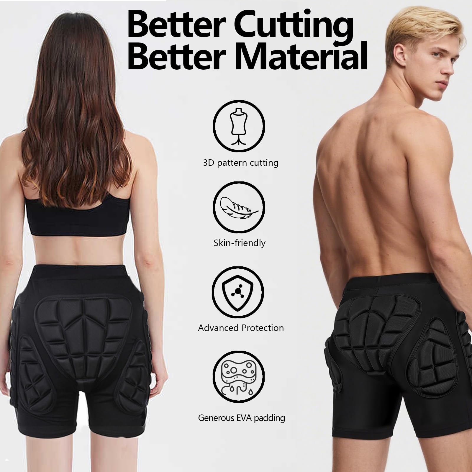 Protezione 3D Hip Butt EVA Imbottito Pantaloni Corti Protezione Gear Guard Impact Pad Sci Pattinaggio su ghiaccio Snowboard Nero