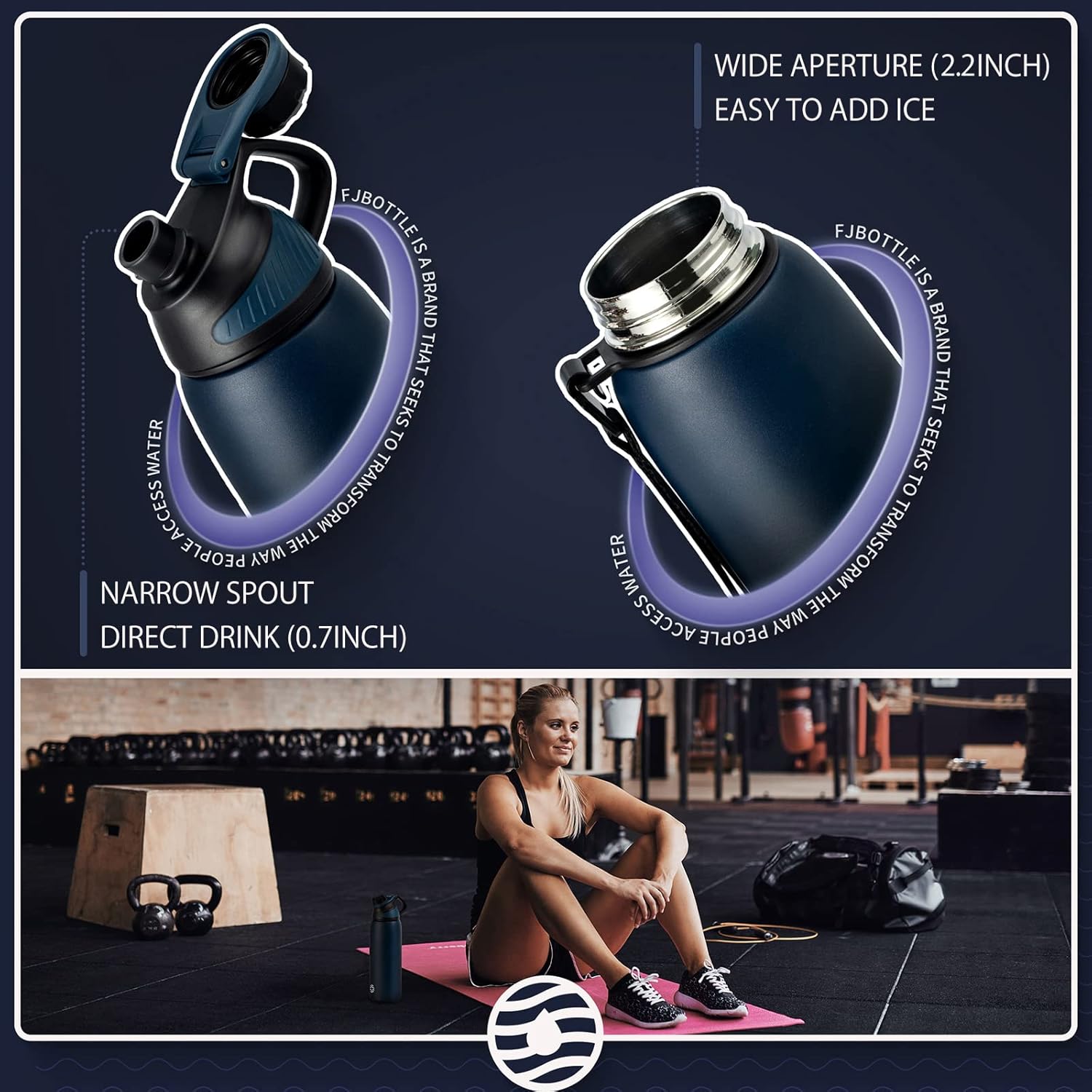 Insulated Water Bottle, Wide Mouth 14oz Vacuum Stainless Steel Kids Thermo Flask, BPA-Free Leak-Proof Chute Mag Reusable Sports Water Bottle for Travel School Outdoors Fitness(Blue) Navy Blue 14oz