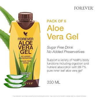 Forever Living - Aloe Vera Gel - 99.7% Pure Inner Leaf Aloe Vera Juice - Preservative-Free - 11.15 fl oz (Pack of 6)