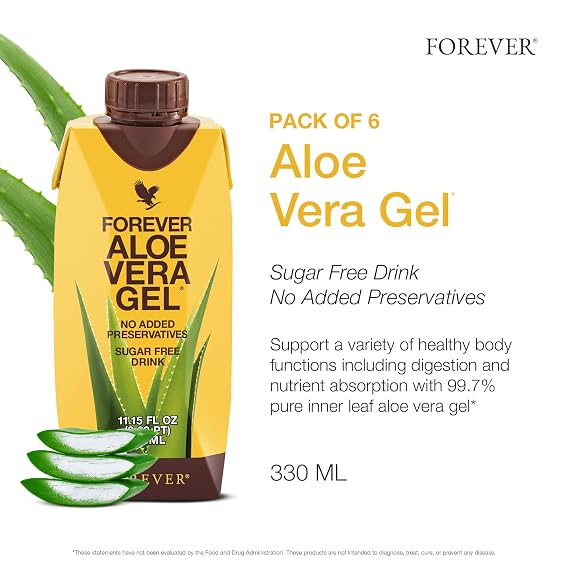 Forever Living - Aloe Vera Gel - 99.7% Pure Inner Leaf Aloe Vera Juice - Preservative-Free - 11.15 fl oz (Pack of 6)
