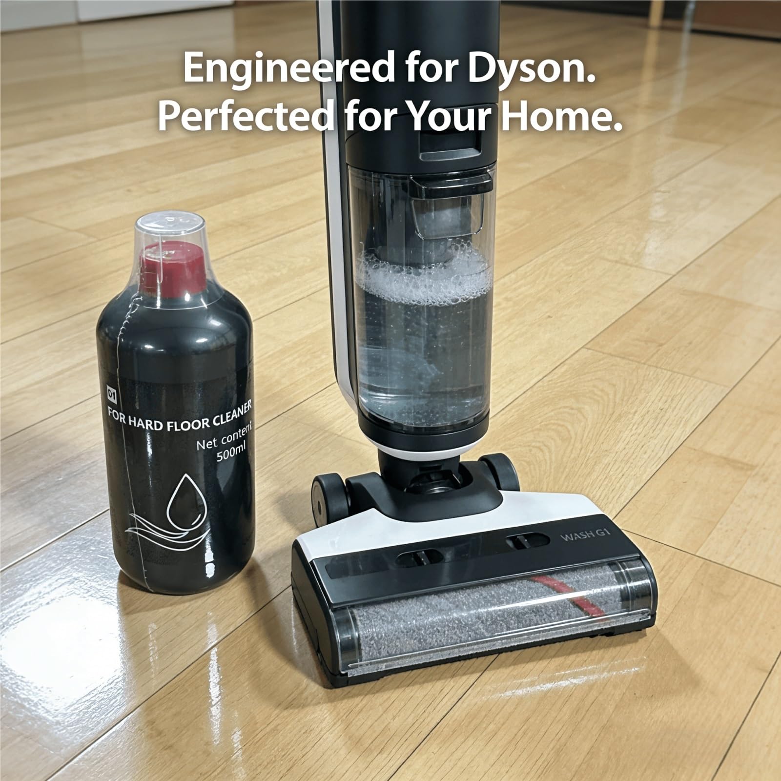 Detergente for pavimenti duri, 4 flacone, 500 ml, formula a bassa schiuma e ad asciugatura rapida, compatibile con Dyson WashG1/Nautik, for pavimenti in legno, piastrelle, marmo