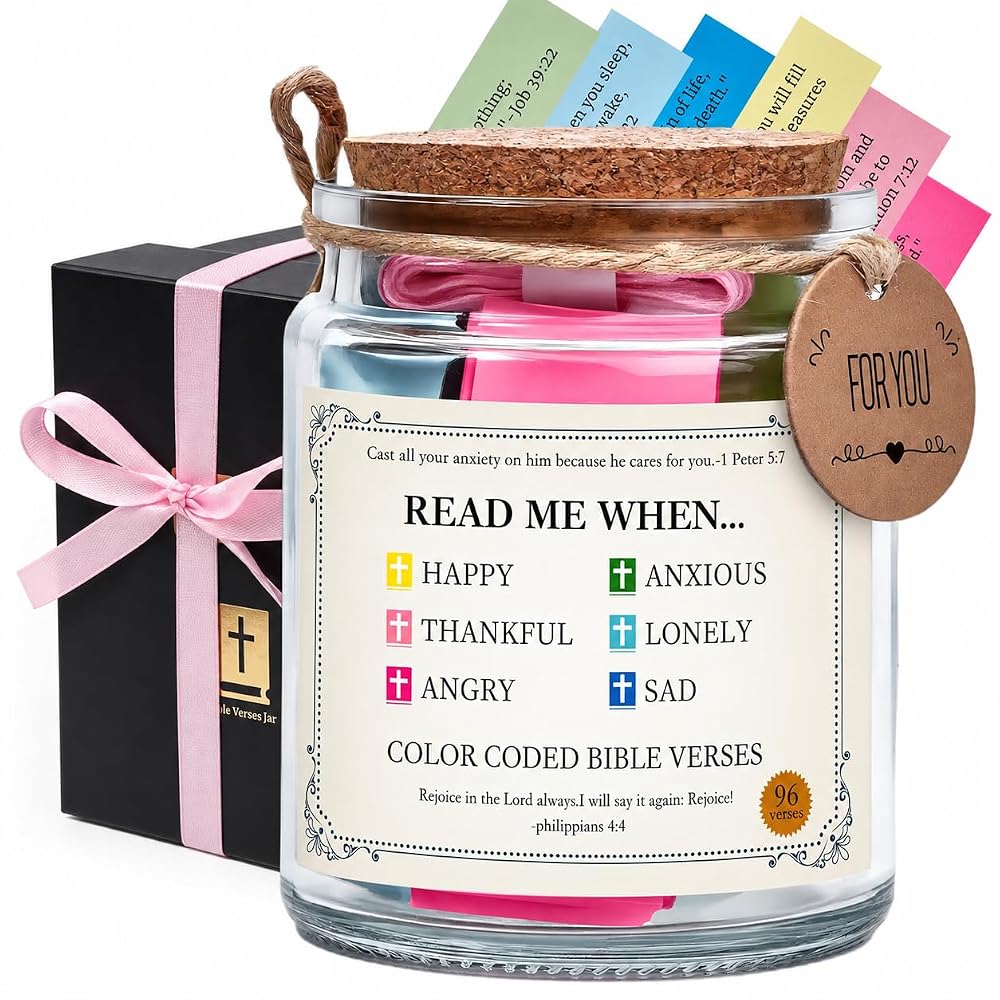 Bible Verses Jar,Read Me When Bible Verse Jar for Daily Prayer,Christian Gifts for Women