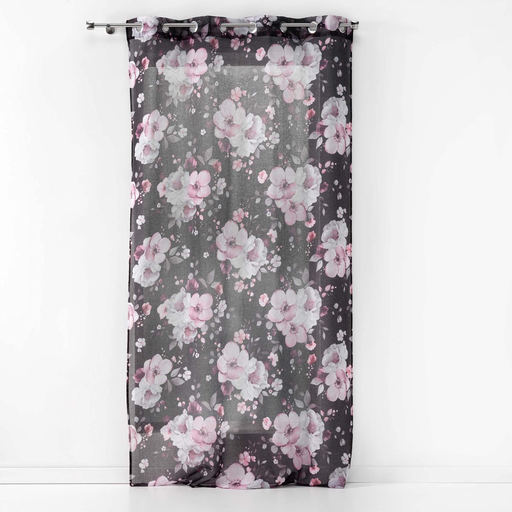 Visillo con ojales 140 x 280 cm negro Douceur d'Intérieur para ventanas de dormitorio