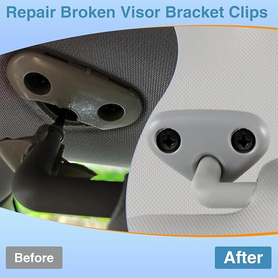 FUSCH Sun Visor Mount Clip Compatible with Subaru Forester Impreza Crosstrek, Gray Driver Side Visor Mount Clip, Sun Visor Repair Bracket