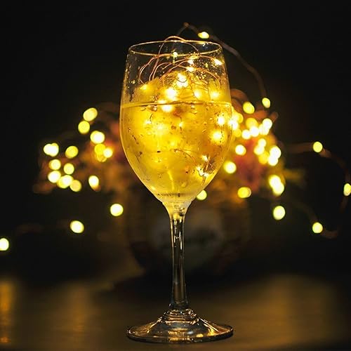 Miniatura 6 de Decorman Paquete de 10 luces solares para botellas de vino, 10 luces LED impermeables con forma de corcho de cobre para bodas, Navidad, exteriores,