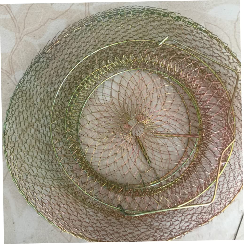 Cesto di Granchio di Pesce in Filo, Cesto di Granchio di Pesce Metallico Pieghevole Portatile da 38 cm a Aragosta di Pesca in Metallo con Impugnatura, pentola per Pesca in Acciaio