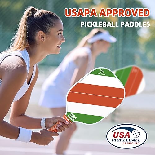 Miniatura 2 de Mayboom Juego de 2 o 4 palas de pickleball aprobadas por USAPA con 4 bolas de pickleball y bolsa de transporte de pickleball, raquetas de fibra de