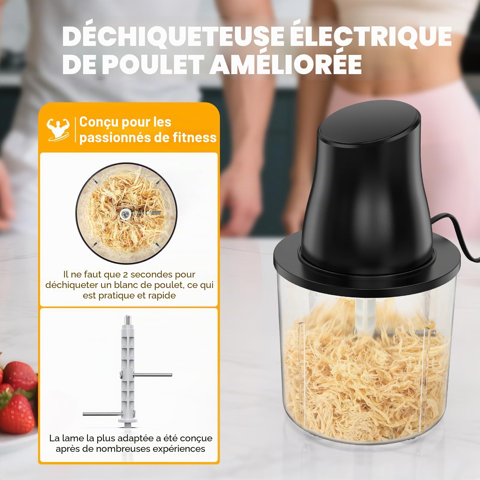 Hachoir Électrique Hachoir à Viande Polyvalent 250w Mixeur Hachoir Electrique Food Processor Hachoir a Viande Mixer Cuisine Hachoir àViande Pour Poitrine de Poulet Viande Fruits Légumes Noix