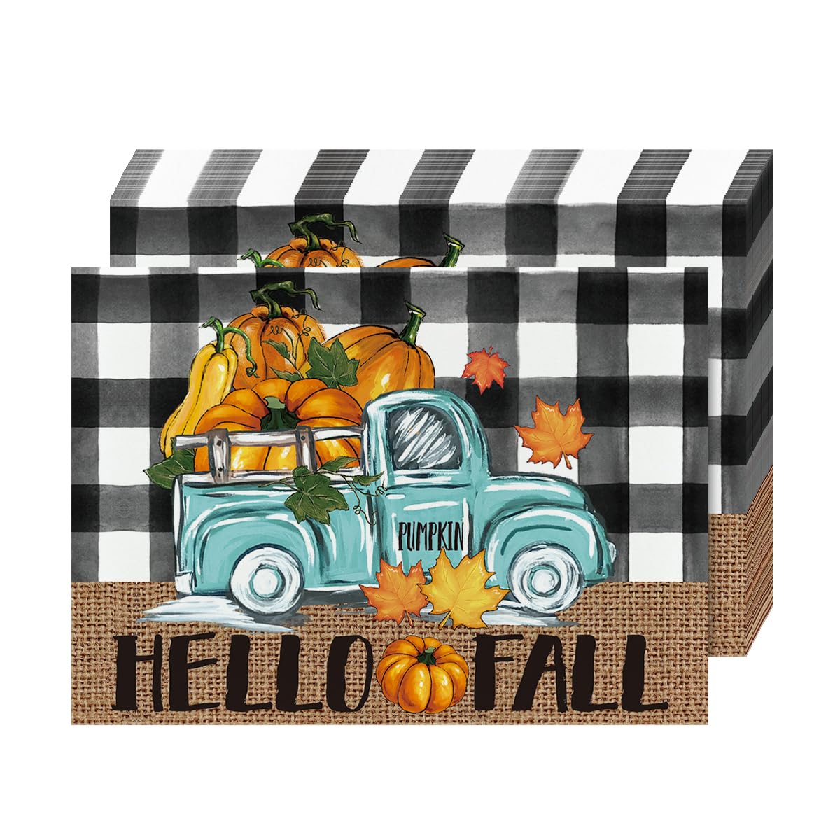 Artoid Mode Truck Pumpkin Hello Fall Paper Placemats 50 Pack, 10x14 ...