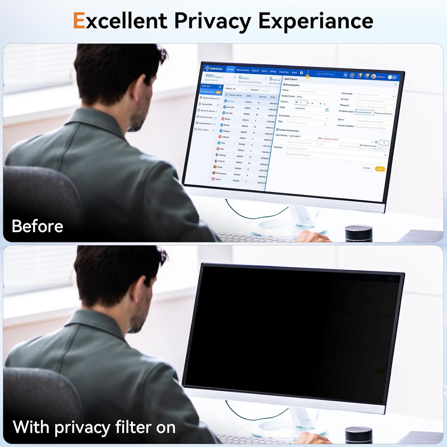 Mamol Filtro De Privacidad De 34 Pulgadas Para Monitor Curvado, Extraíble, Antiespía Anti Luz Azul, Película De Privacidad De Pantalla De 34 Pulgadas, 21:9 (794 X 340)Mm