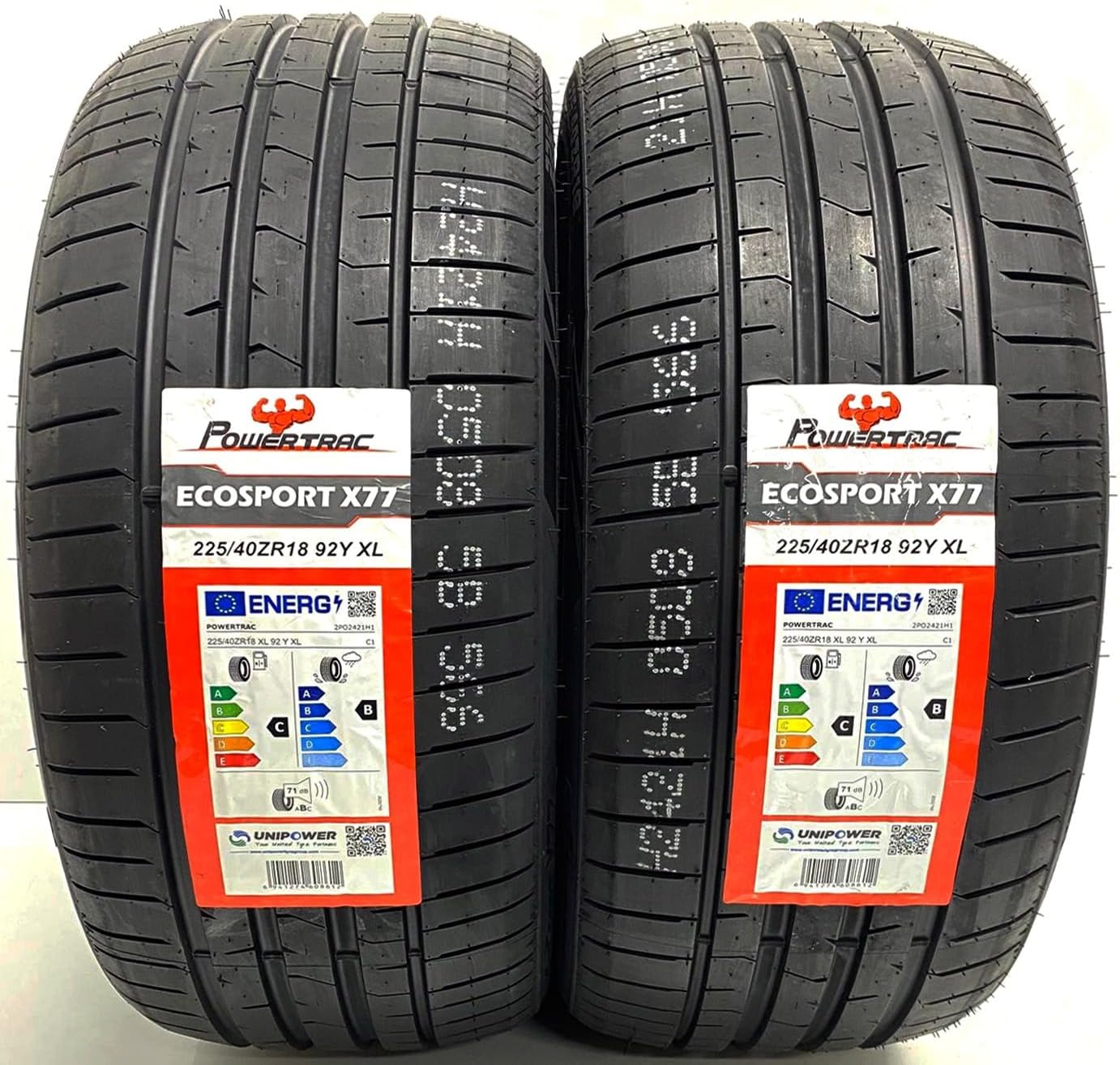 2 X 225 40 18 225/40ZR18 POWERTRAC 92Y XL M+S TYRES AMAZING C B LABELS ...