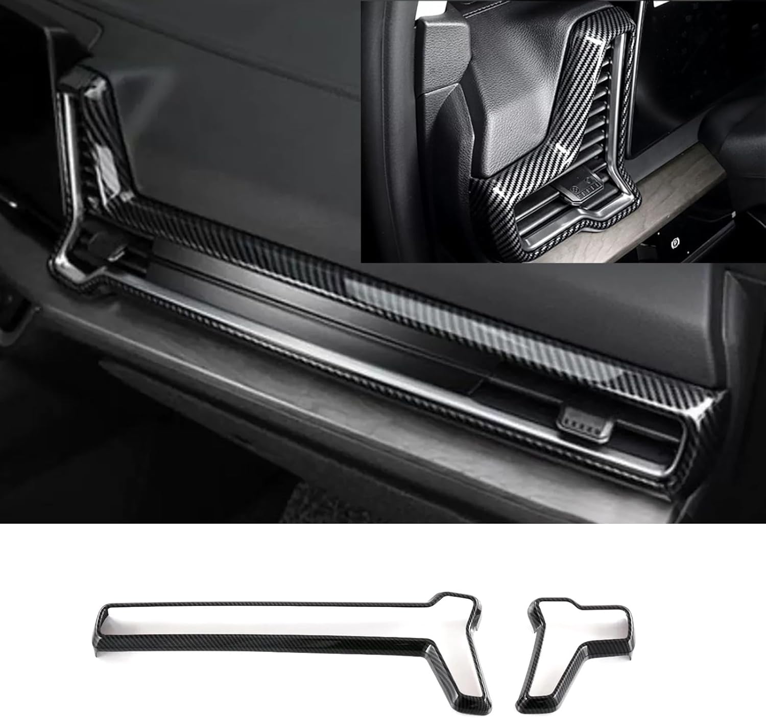 Car Accessories Fit for 2023 2024 2025 Kia Sportage Interior Front Center Console Side Air Vents Outlet Cover Trim Frame (Carbon Fiber Style) ABS 2 PCS