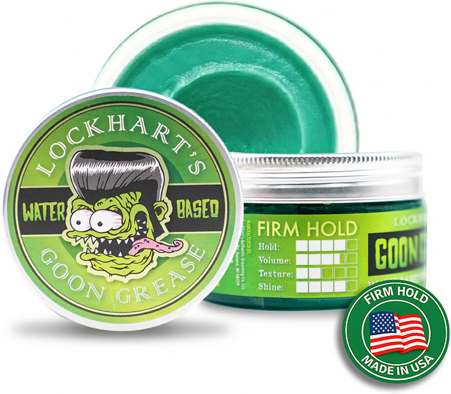 Lockhart’s Authentic Water-Based Goon Grease Firm Hold Hair Pomade, High Shine (3.7 Ounce)