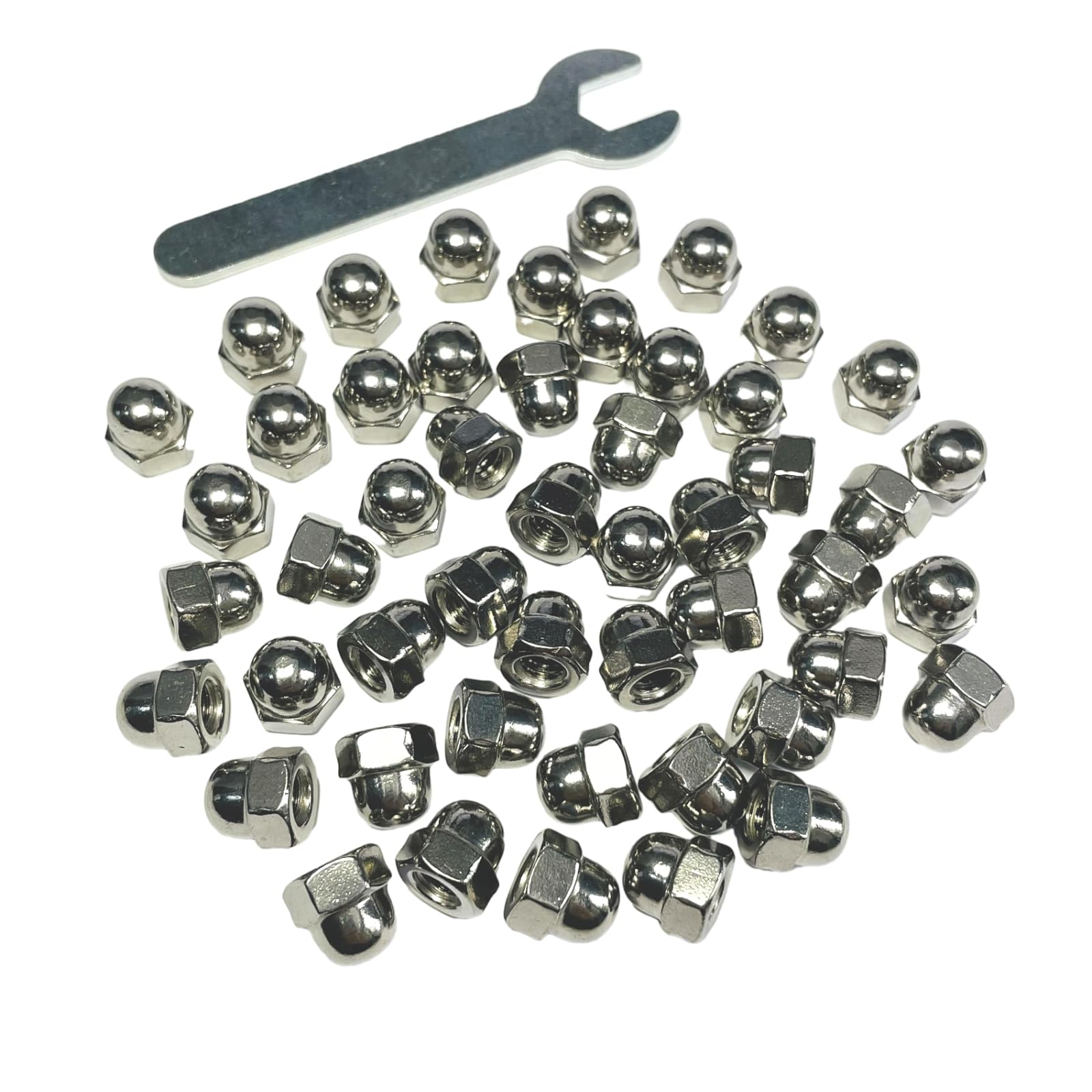 Stainless Steel Acorn Nuts - 50 Pack with Wrench -9