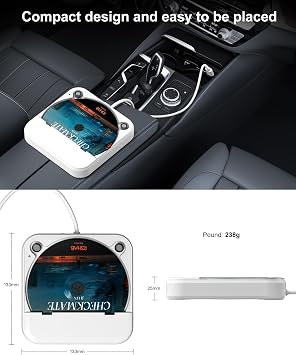 Envycloud ポータブルカーcdプレーヤー Usb/auxポート付き 外部cdプレーヤー カーラジオステレオ ノートパソコン テレビ コンピューターに対応 アダプター付き車両用 ユニバーサル ホワイト