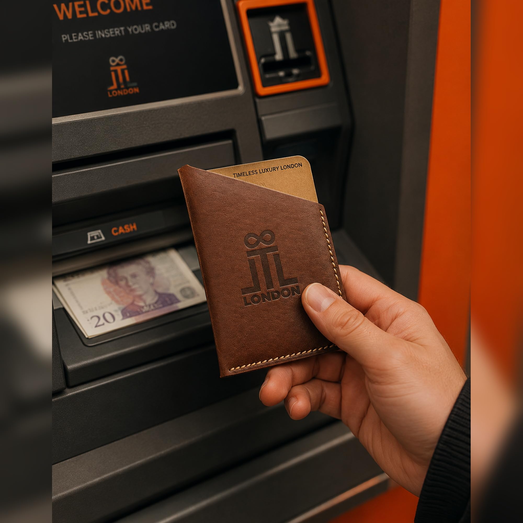 Skórzane etui na karty dla mężczyzn, smukły portfel na karty kredytowe, skórzane etui na karty premium, minimalistyczny luksusowy portfel, czarny i kawowy, Kawa, Credit Card
