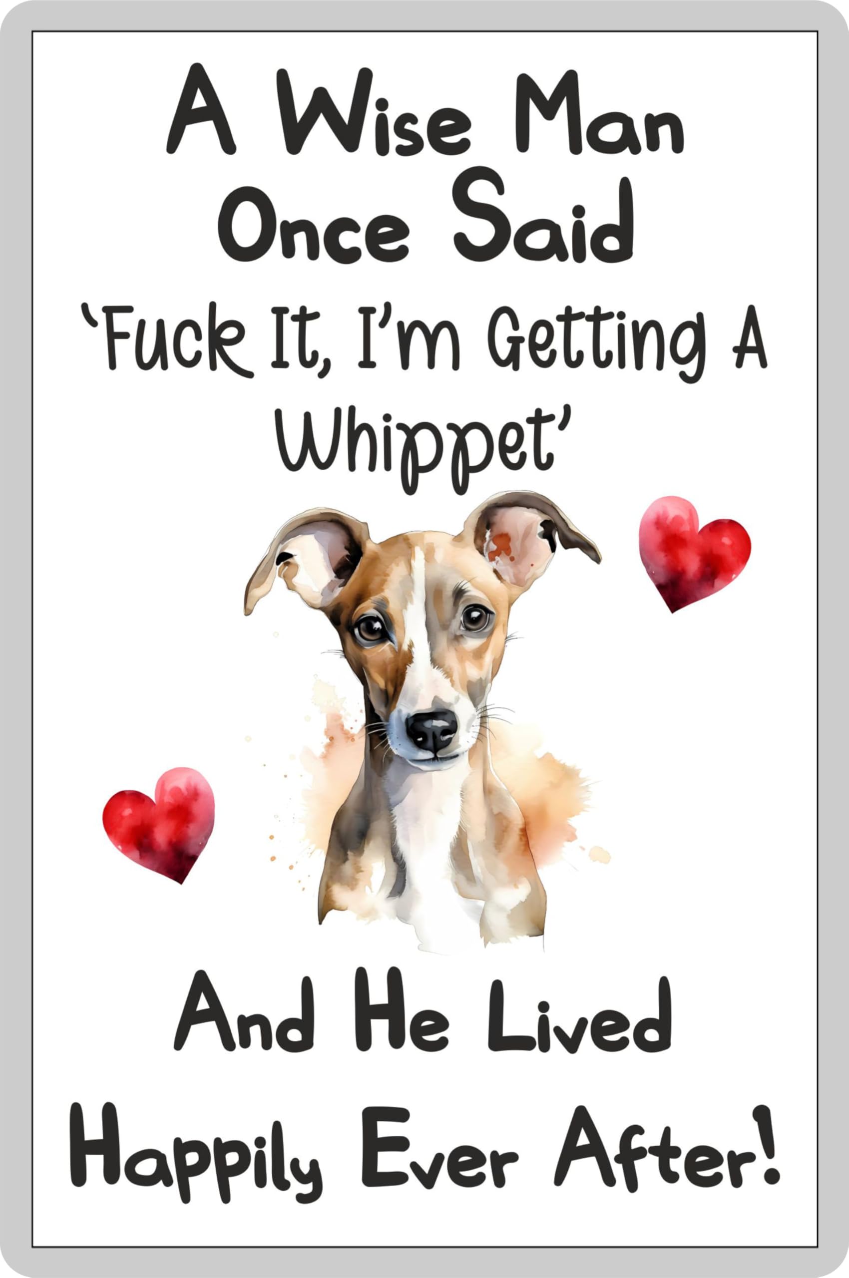 Decalarama Dog Fridge Magnet Gift – A Wise Man Once Said Fuck It I'm Getting A Whippet – Fun Rude Cute Pet Novelty Present