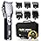 FADEKING Professional Hair Clippers for Men - Cordless Hair Clippers, LCD Display Barber Clippers for Hair Cutting & Mens Grooming with Travel Case(Silver+Black)