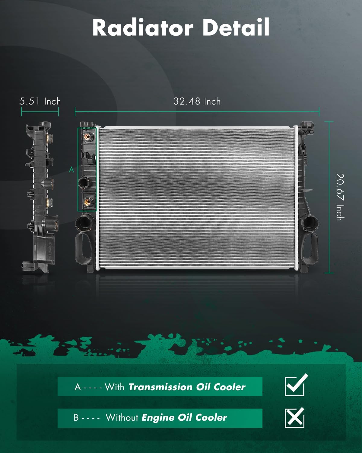 SCITOO Engine Cooling Radiator Assembly Compatible with Mercedes-Benz E320 2003-2006 E350 2006-2009 3.2L 3.5L Replaces# 2868