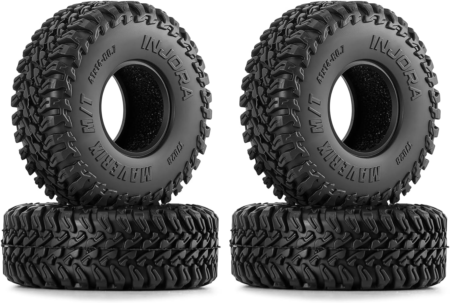 INJORA 41 * 14mm 0.7" MAVERIX M/T Tires for 1/30 Axial SCX30 Upgrade (T7028)