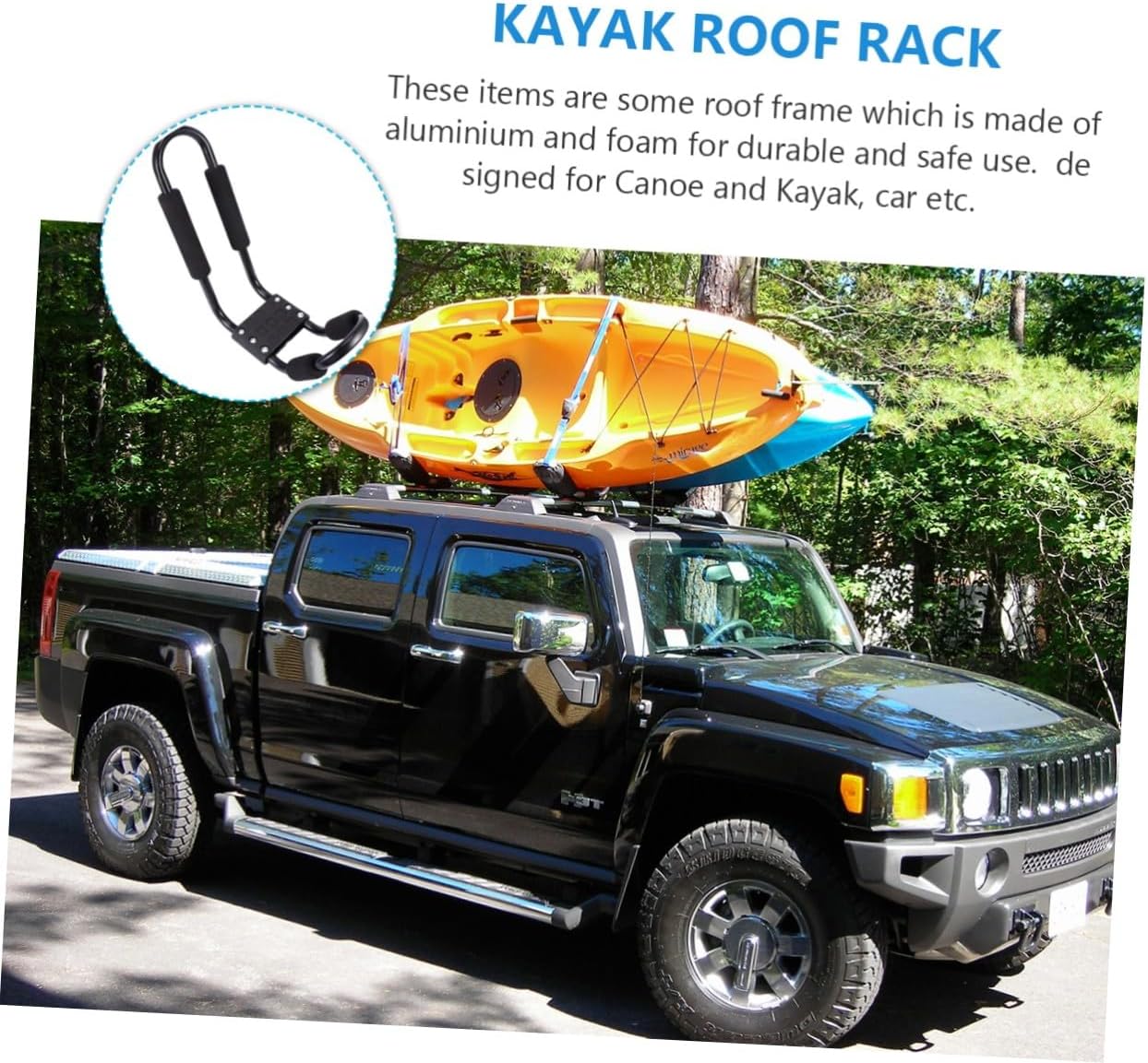 Detachable Canoe Roof Frame 2pcs Black Kayak Car Luggage Rack Cargo Carrier for Kayak, Canoe, and Ski Boards Suitable for Outdoor Sports and Travel