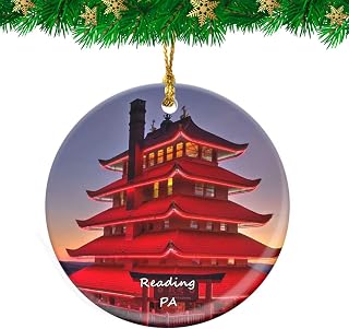 Reading Pagoda Pennsylvania USA Christmas Ornament Travel Souvenir Personalized Christmas Tree Pendant Hanging Decoration