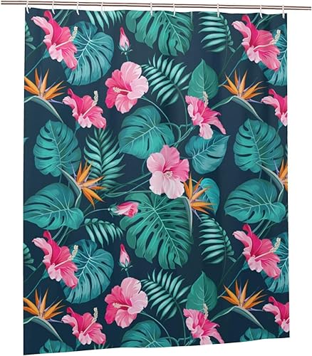 PAILON Flores tropicais Plastic Shower Curtain Liner 60x72in Extra Long Shower Curtains for Bathroom Clearance Set with Hooks Cortinas De BañO,