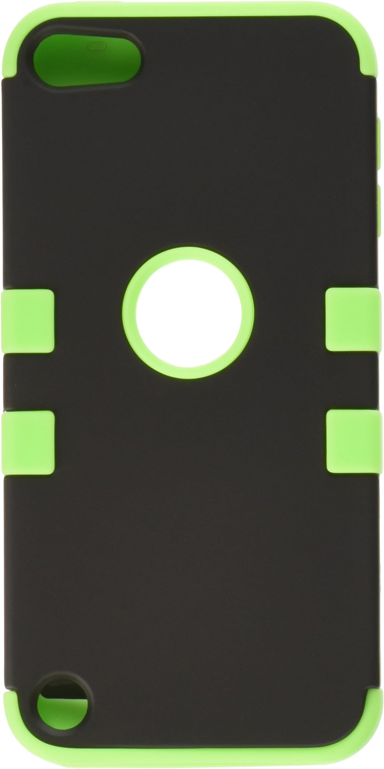 Asmyna Rubberized Black/Electric Green TUFF Hybrid Protector Cover for iPod touch 5