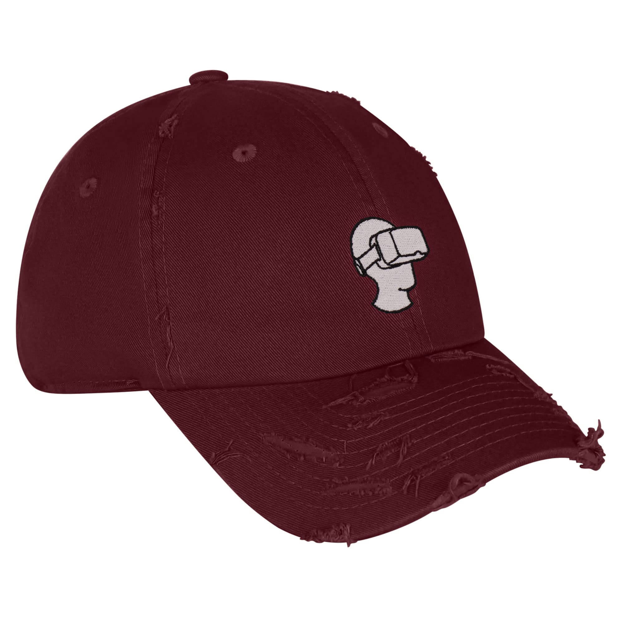 JPAK Virtual Reality Vintage Dad Hat Frayed Embroidered Cap VR Maroon
