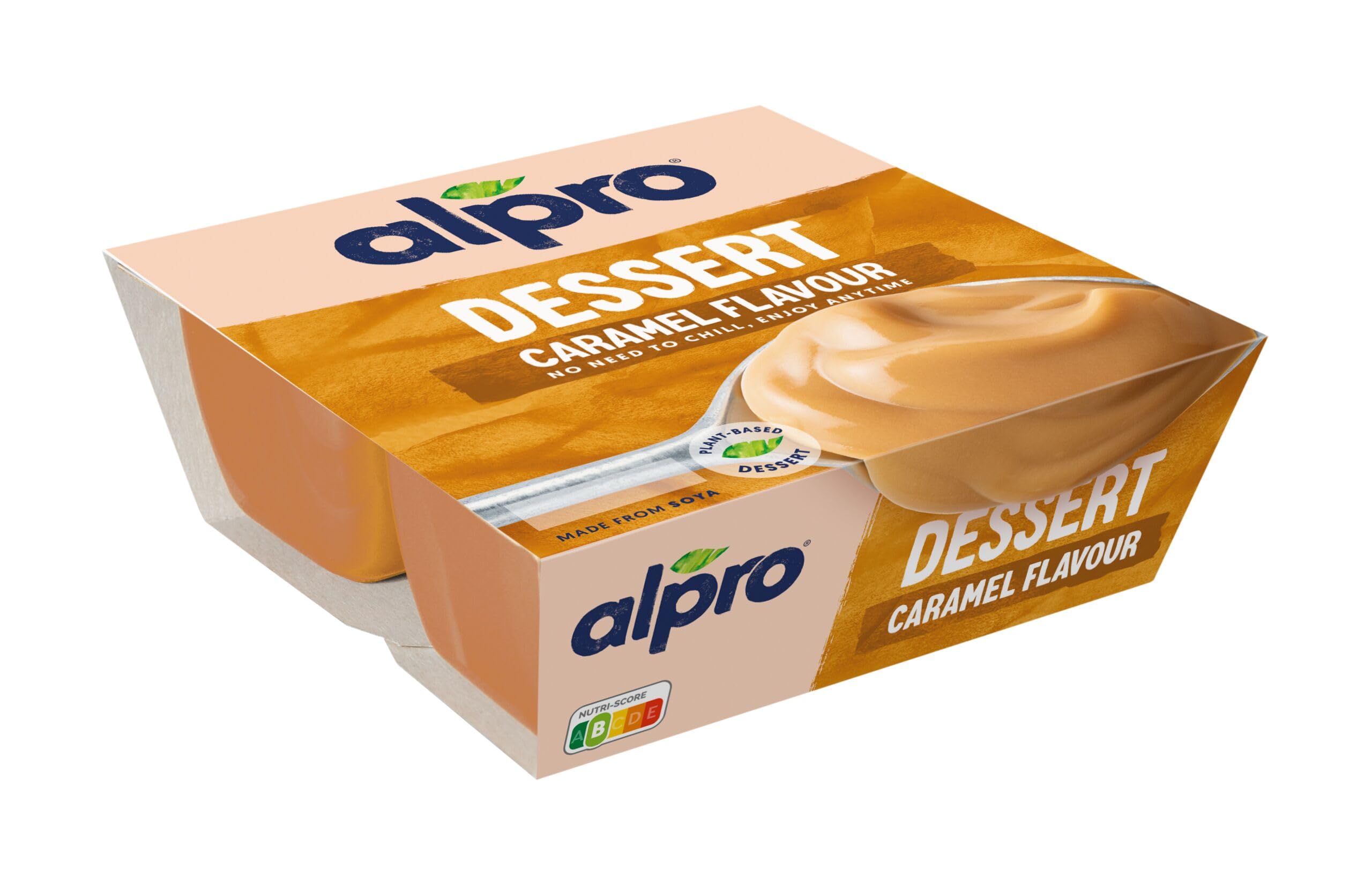 Alpro Soya-Dessert Karamellgeschmack – Auf Soyabasis – Vegan und von Natur aus laktosefrei – Reich an Calcium und Vitaminen – 4 x 125 g