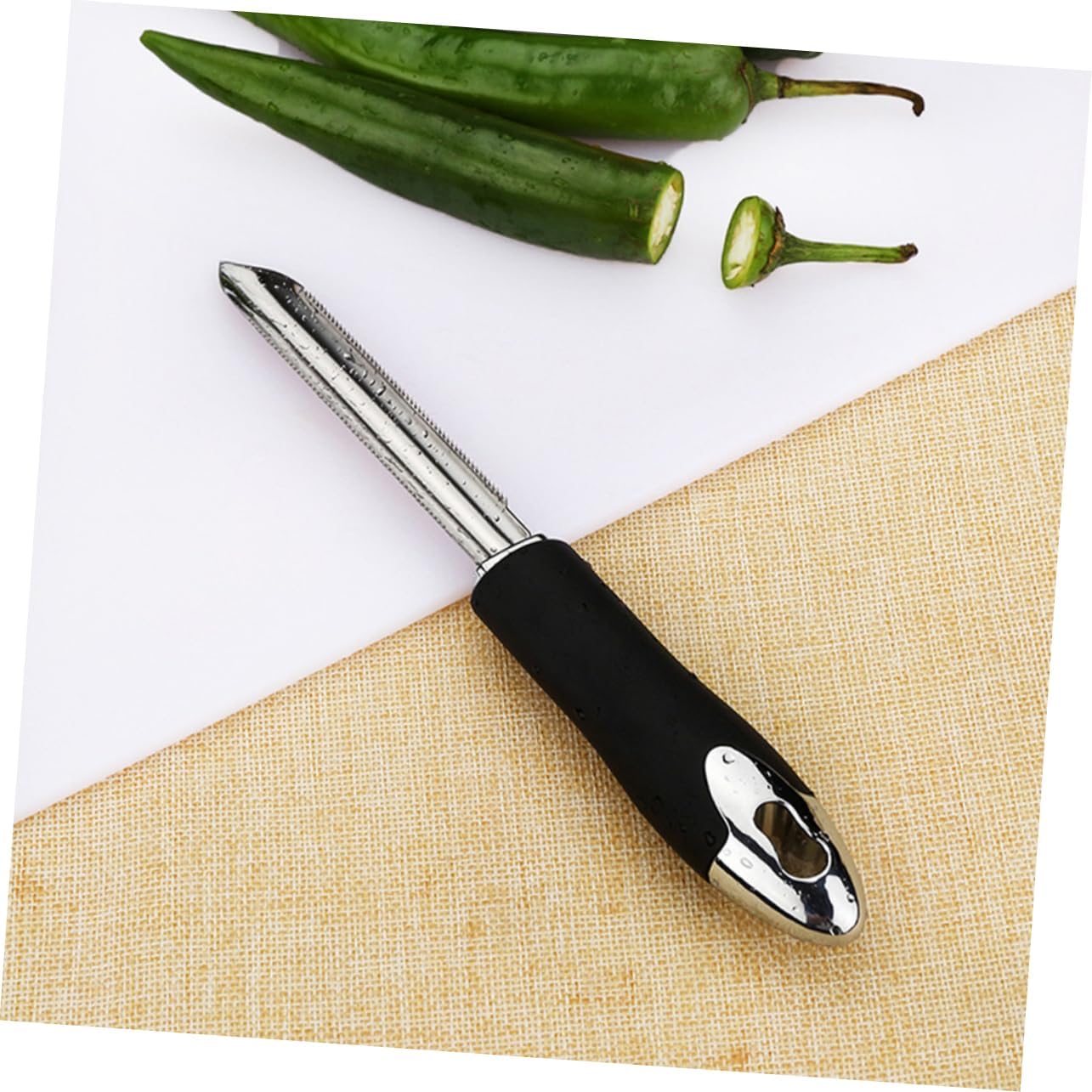 2pcs Stainless Steel Pepper Core Remover Tool with Toothed Design
