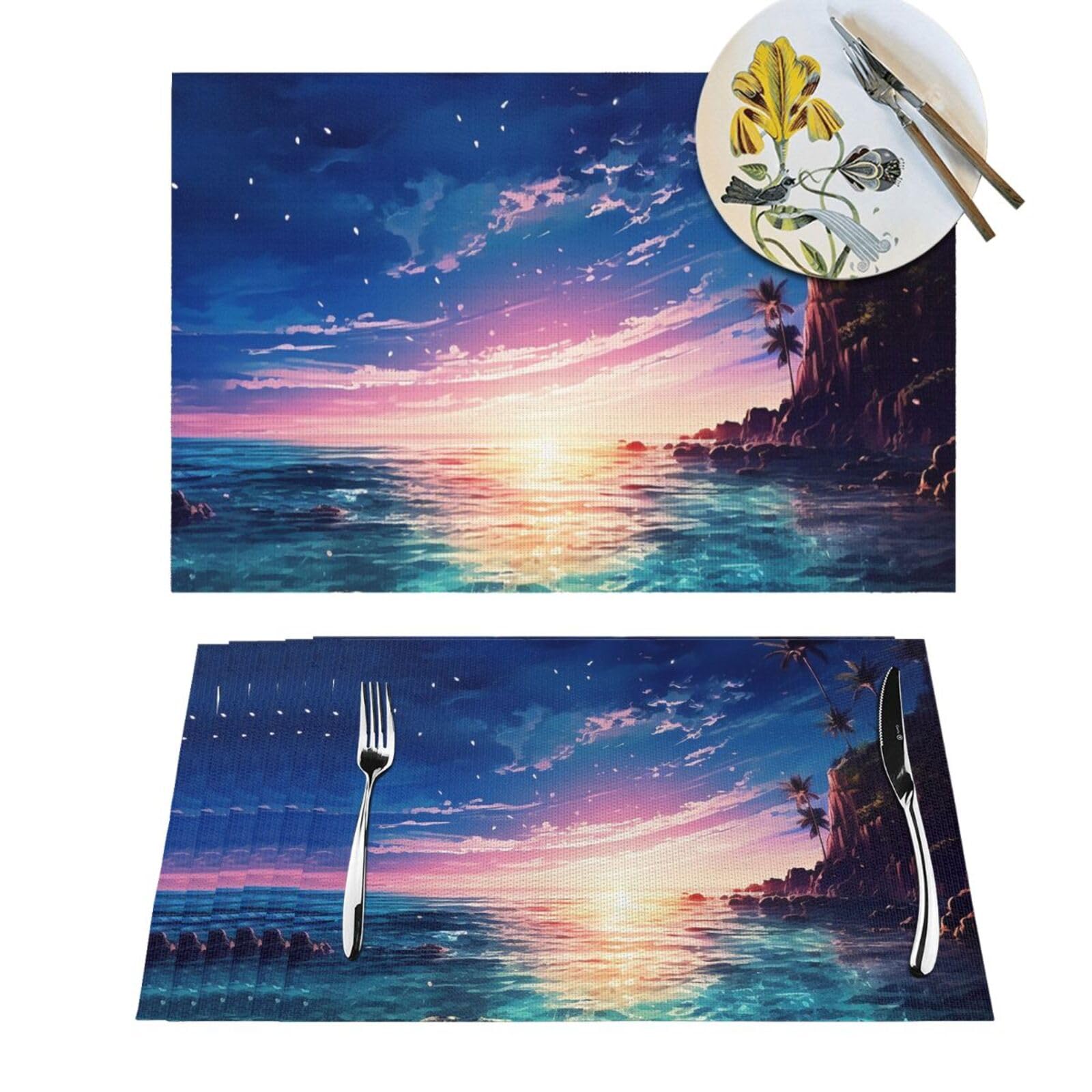 Sets de table tissés durables lot de 4 en PVC pour salle à manger élégante