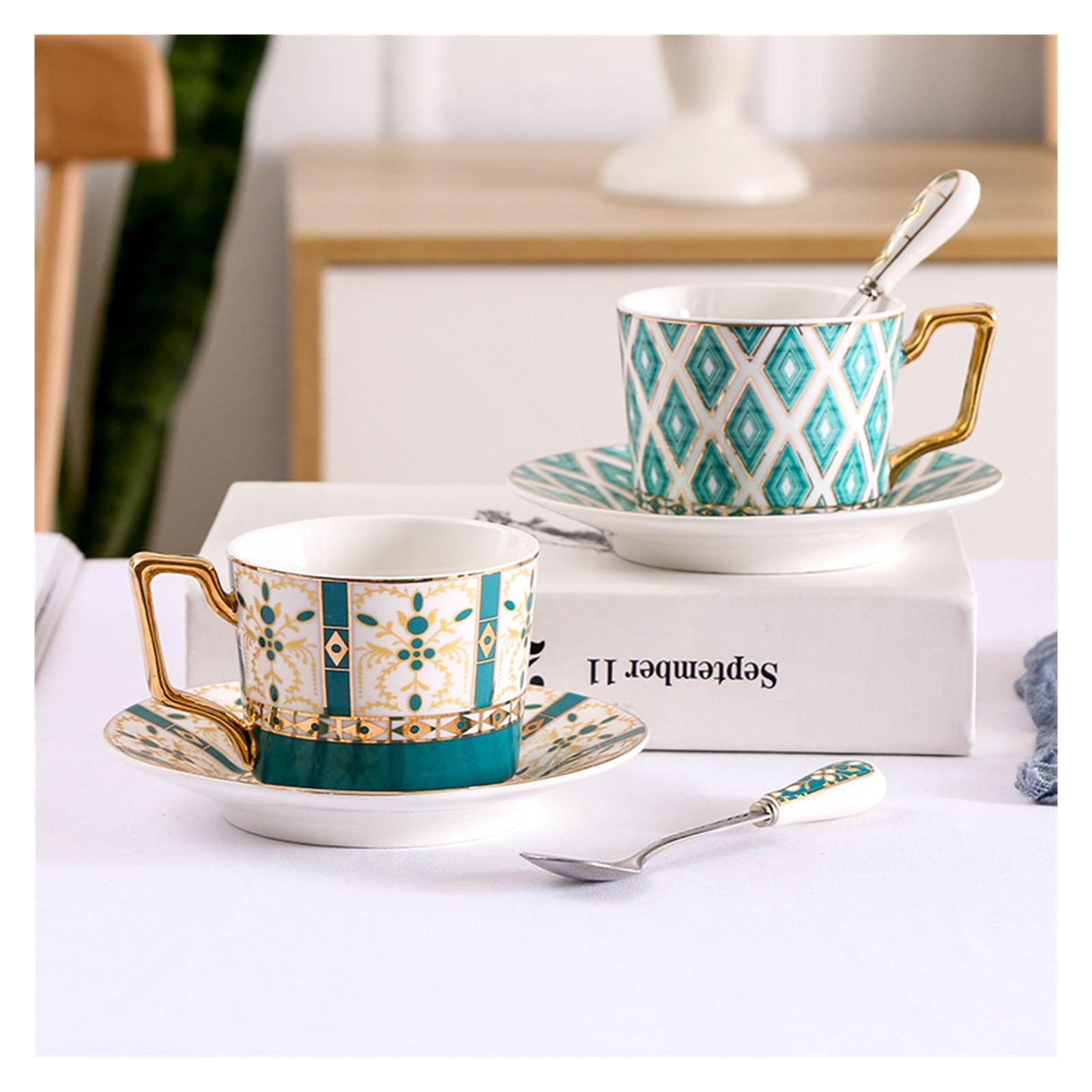 Filiżanka do kawy i herbaty ceramiczna popołudniowa filiżanka do herbaty kwiat zestaw do herbaty z tacą z łyżeczką filiżanka do espresso
