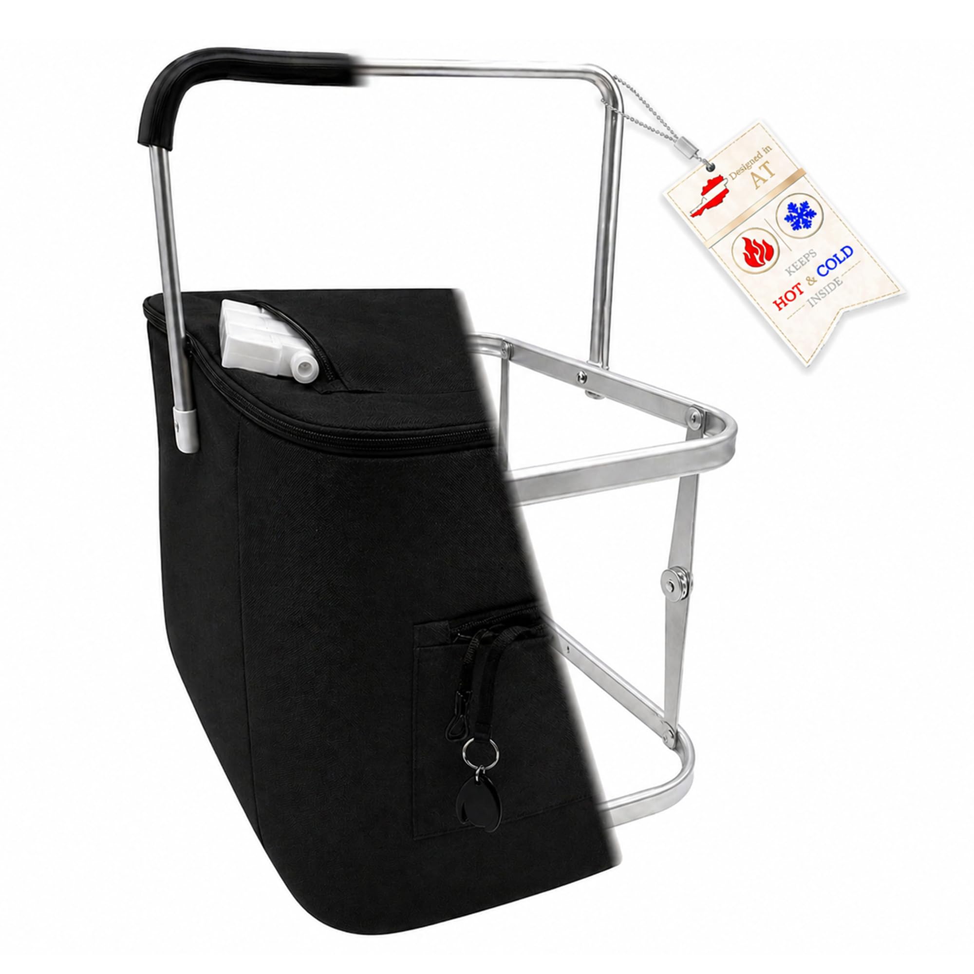 43L Einkaufskorb faltbar mit Deckel, groß, stabil, isolierter Kühlkorb, Thermokorb oder Thermotasche, klappbar, ideal für Picknick, Camping, Reisen, Einkauf (Schwarz)