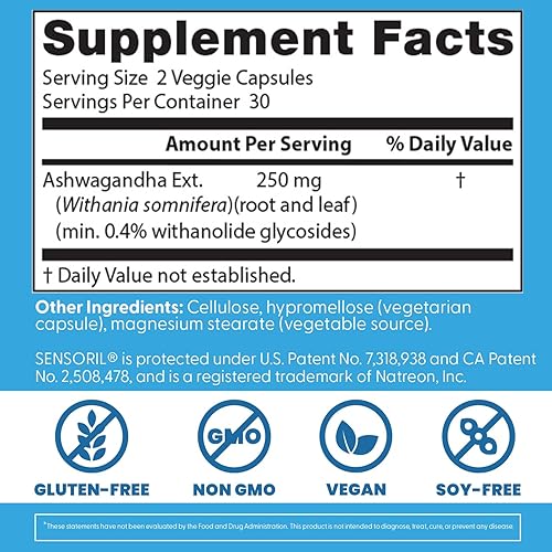 Miniatura 4 de Doctor's Best Ashwagandha con sensoril, hierba ayurvédica, extracto estandarizado de Withania somnifera, clínicamente probado para apoyar el enfoque