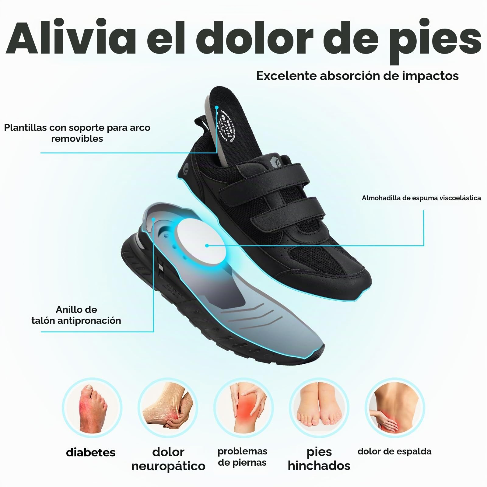 FitVille Zapatillas Deportivas Hombre Extra Ancho Zapatos Caminar Comodos Calzado Casual Antideslizantes