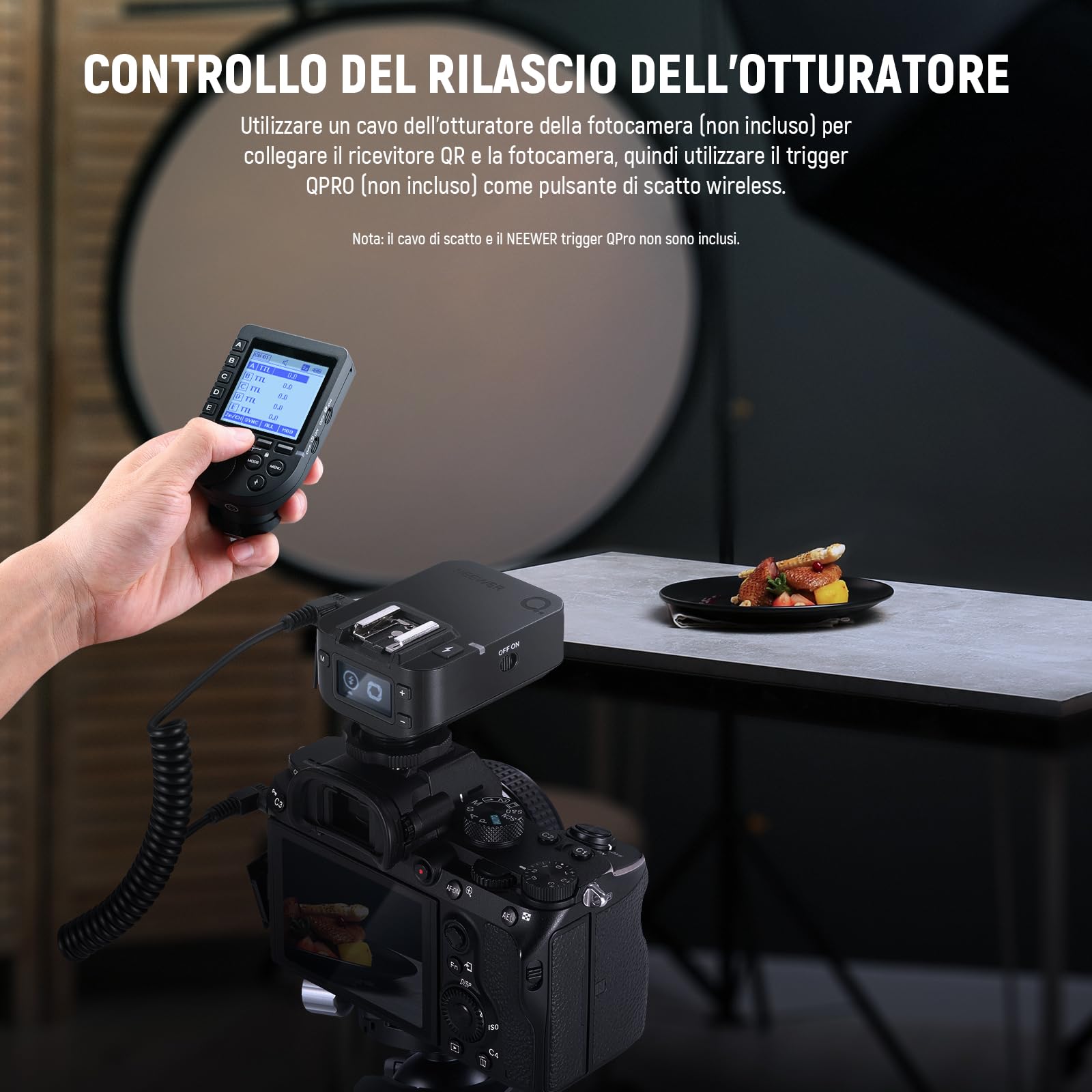 NEEWER Ricevitore di Flash Wireless QR 2,4G per NEEWER Trigger QPRO-C, QPRO-N, QPRO-S, Contatto Singolo con Porta Sinc 2,5mm, Filettatura 1/4", Compatibile con Godox Aputure NEEWER Vision4 ML300W S101