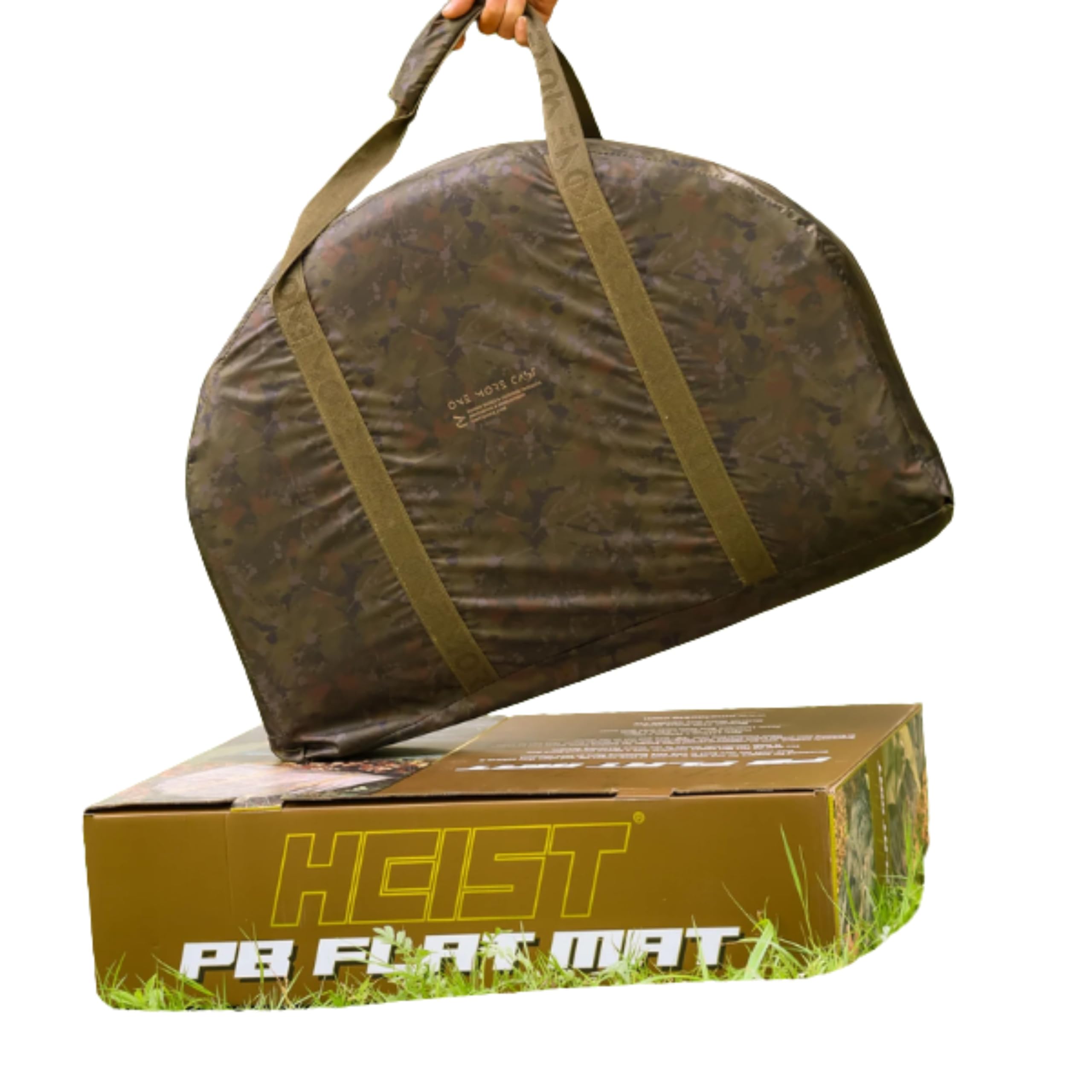 Heist PB Flat Mat - Premium Karpfenpflege Abhakmatte mit Reißverschluss Stinksack, erhöhten Kanten & Klettverschluss-Sicherheitsabdeckung - Splash Camo
