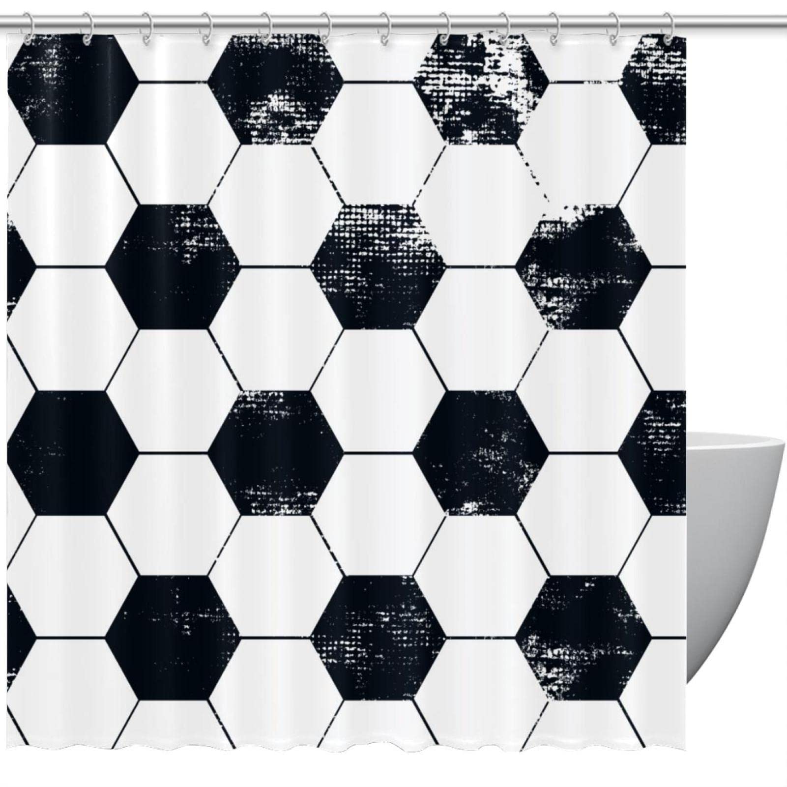 Rideau de douche football anti-projections pour salle de bain enfant 183x183