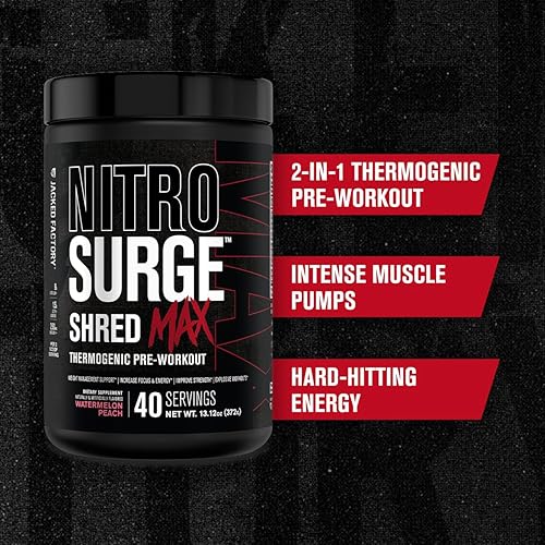 Miniatura 6 de Nitrosurge Shred Max Preworkout - Polvo termogénico de alto rendimiento para preentrenamiento para hombres y mujeres con L citrulina, acetil L