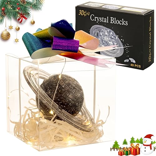 Rompecabezas de cristal 3D, rompecabezas 3D de Saturno para adultos con LED y cajas de regalo para grandes regalos de Navidad, cumpleaños, boda, Año