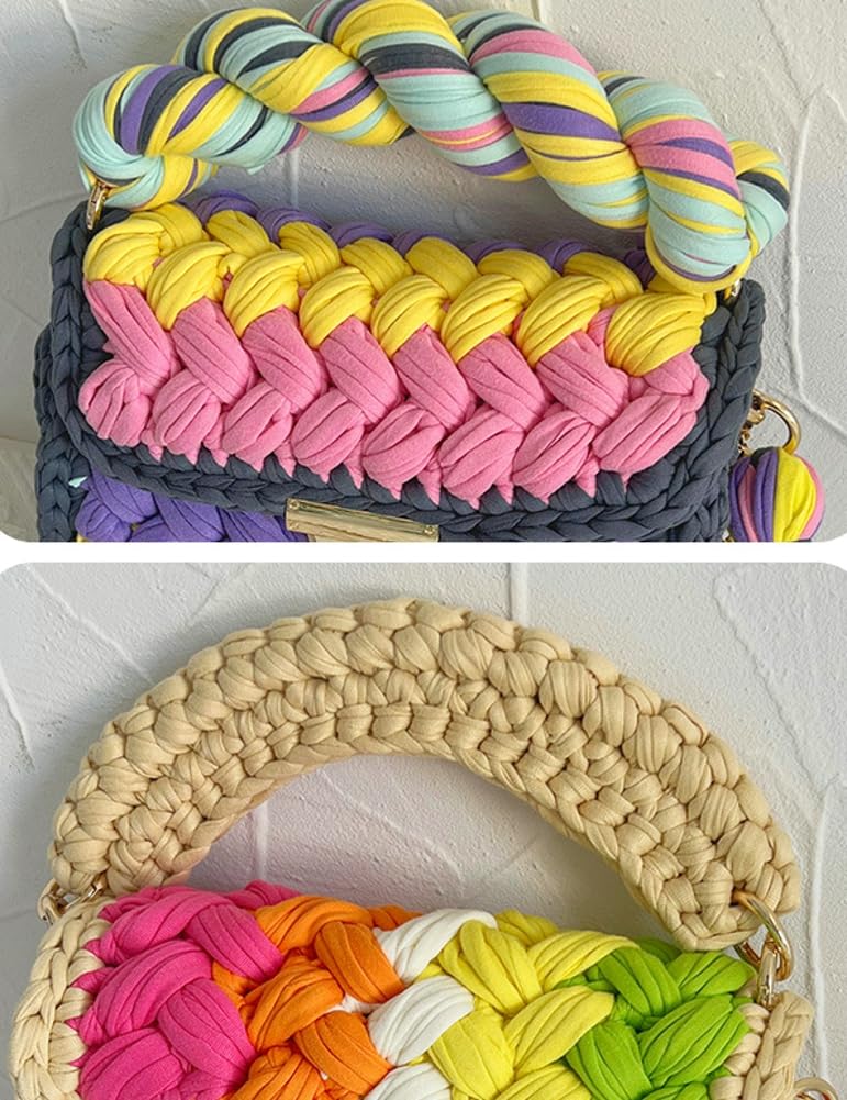 Chunky Yarn Knit Crochet Tote Purse Crossbody Bags for Women - Handwoven Evening Clutch Flap Shoulder Bag — view 5