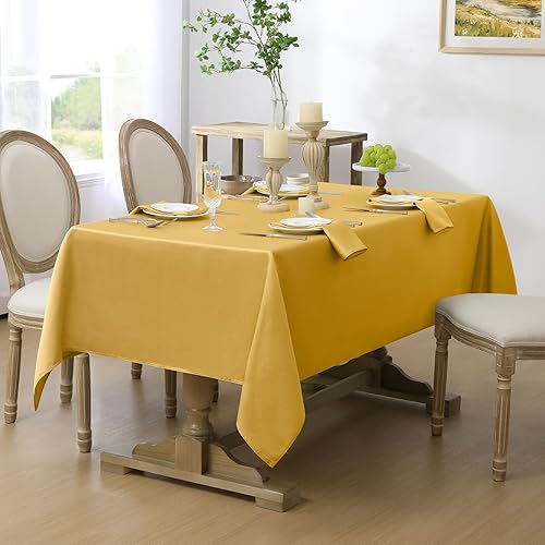 Miniatura 10 de Softalker Mantel rectangular con textura tejida, color naranja quemado, jacquard, impermeable, lavable, resistente a las manchas, sin arrugas, para