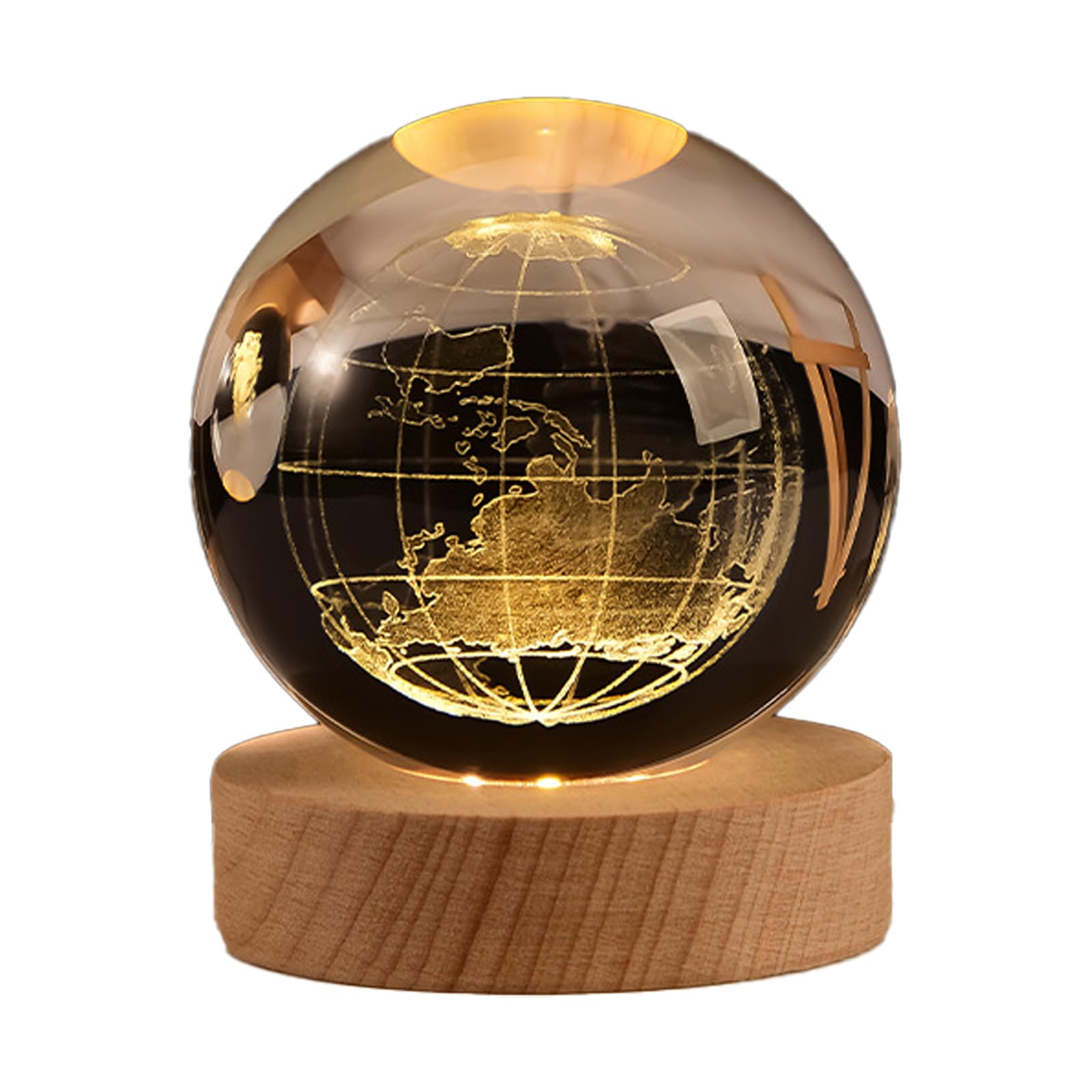 Happyhaves Calming Stellar Spheres The Galaxy,Saturn and The Moon, 3D Solar System Crystal Ball Night Light,LED Crystal Space Lamp for Bedroom Living Room Decor (E)