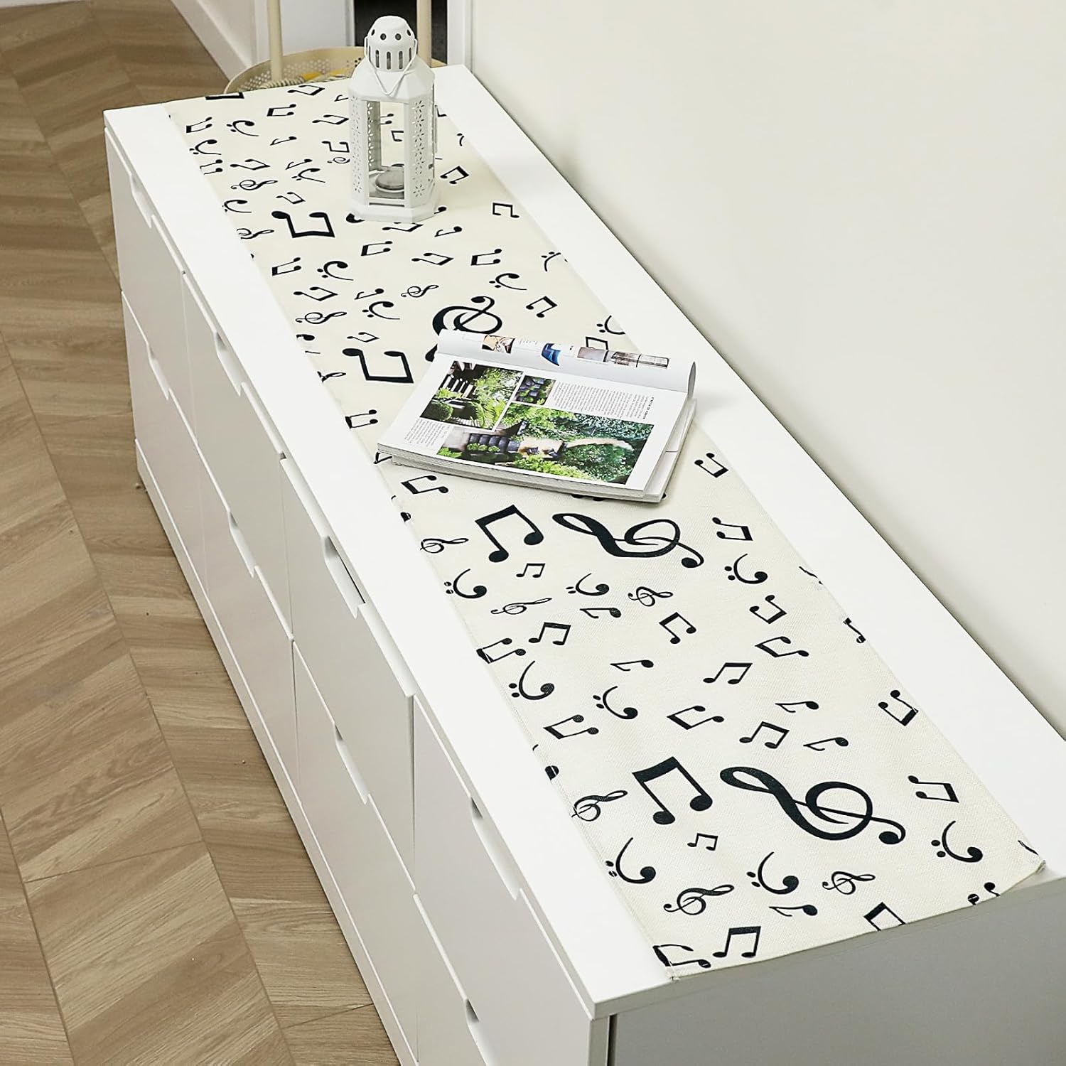 Music Notes Table Runner, 71" x 13" Music Table Cloth Music Decor Reusable Musical Notes Decorations Rectangle Music Themed Party Decorations Music Decorations for Wedding Birthday Party Decoration